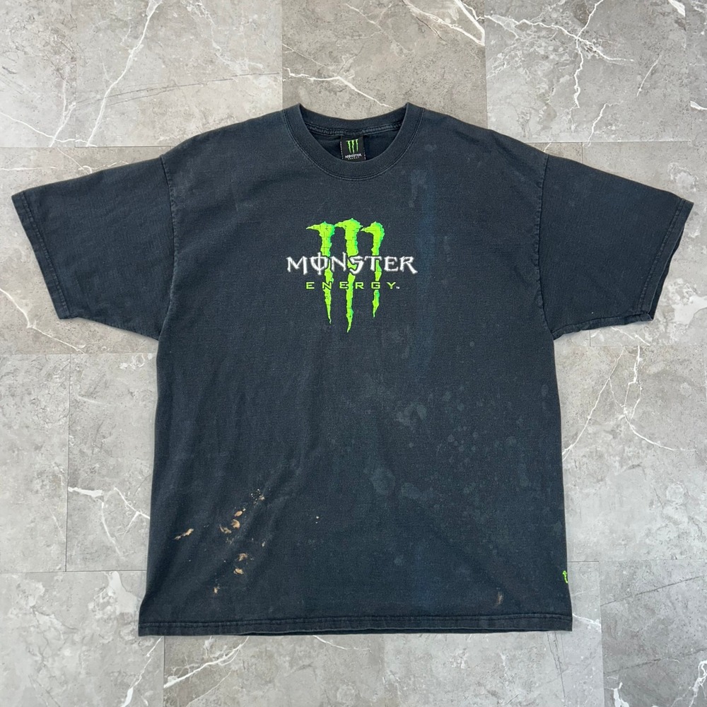 Vintage Monster Energy Graphic Tee Mens XL Distressed Faded Skate Short Sleeve